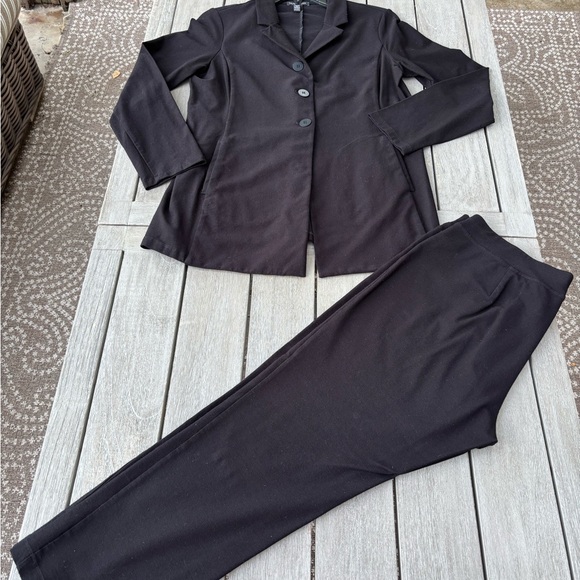 Eileen Fisher Jackets & Blazers - Eileen Fisher Classic Black Pantsuit in Stretch Crepe